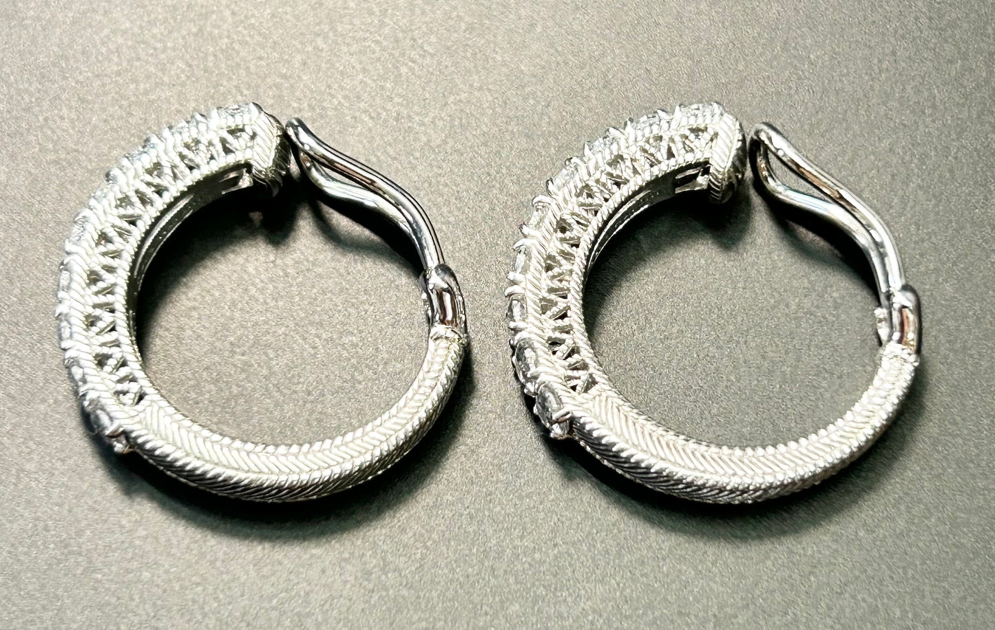 Judith Ripka Sterling Silver Hoop Clip Earrings
