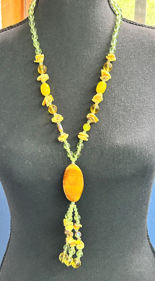 Glass Shell & Agate Necklace