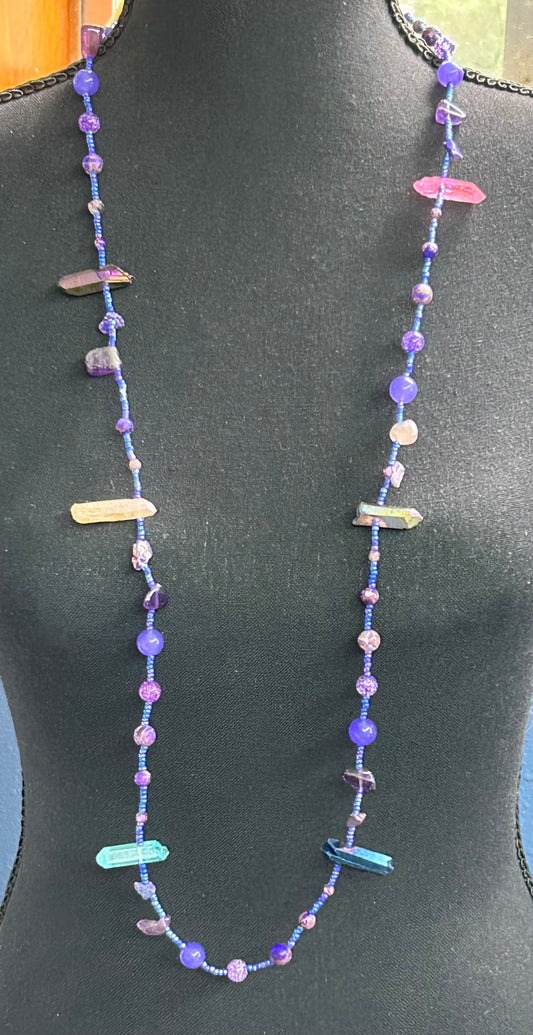 Multi Stone & Glass Point Necklace