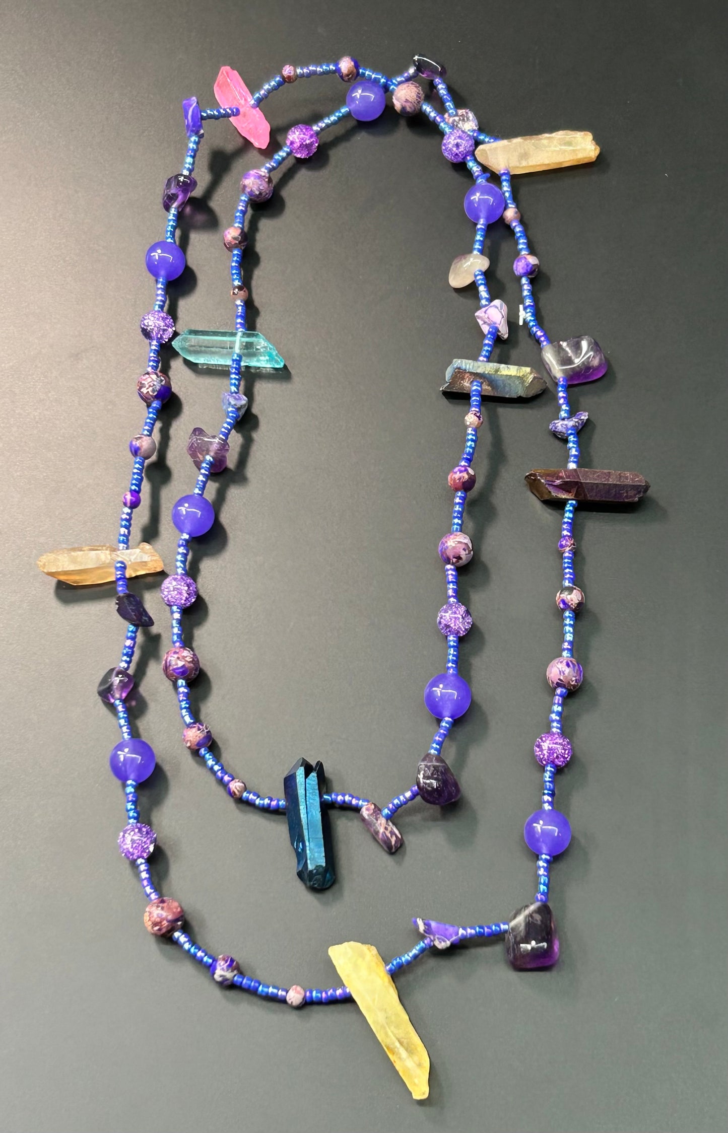 Multi Stone & Glass Point Necklace