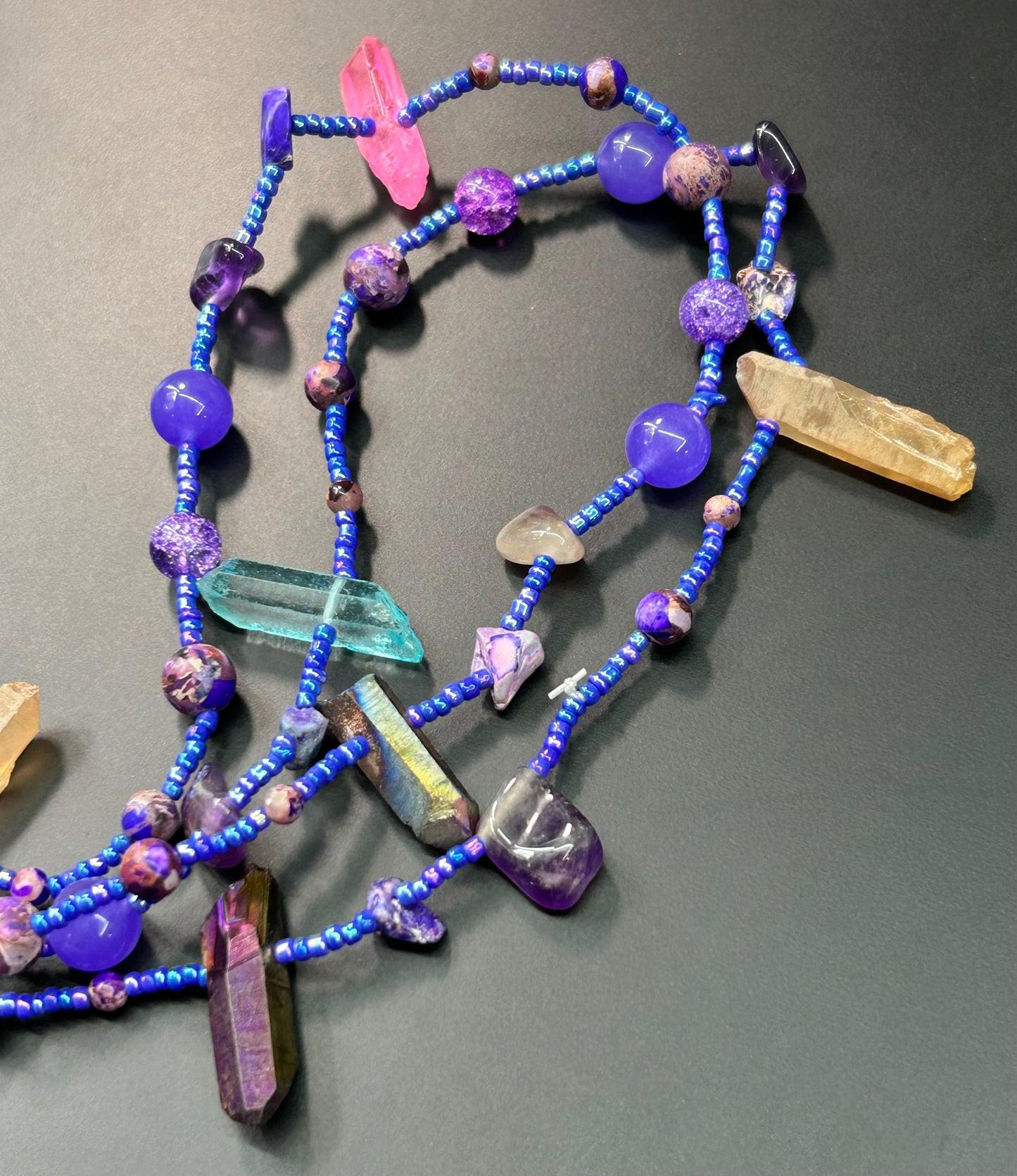 Multi Stone & Glass Point Necklace