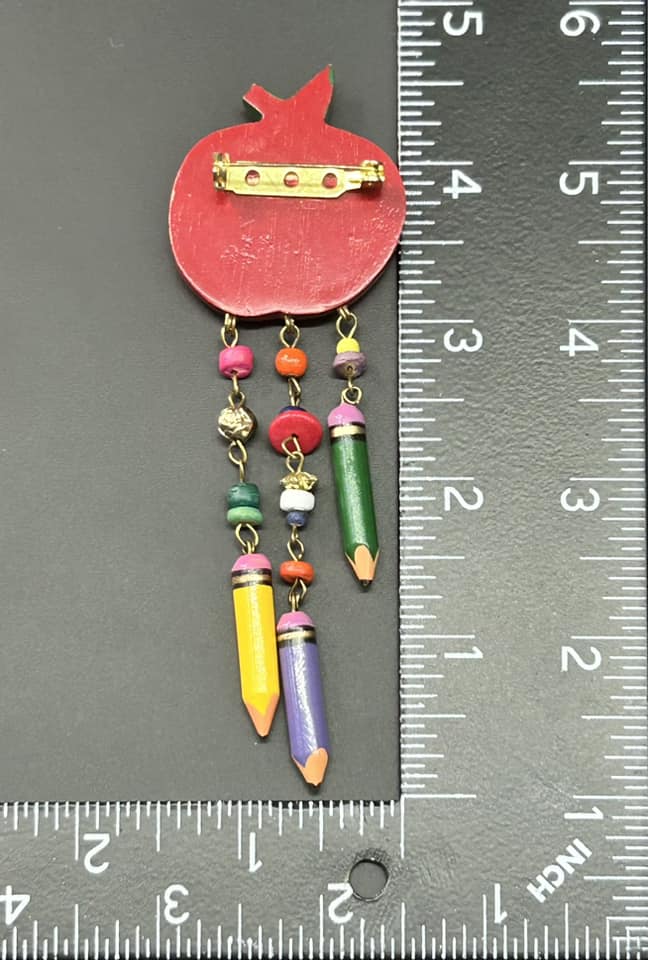 Painted Wood Teacher Brooch