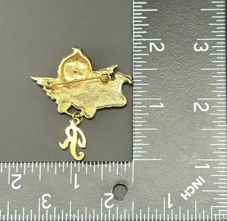 Cherub With Initial R Charm Brooch