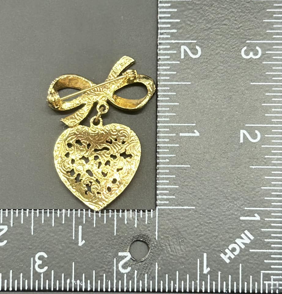 Bow & Heart Brooch