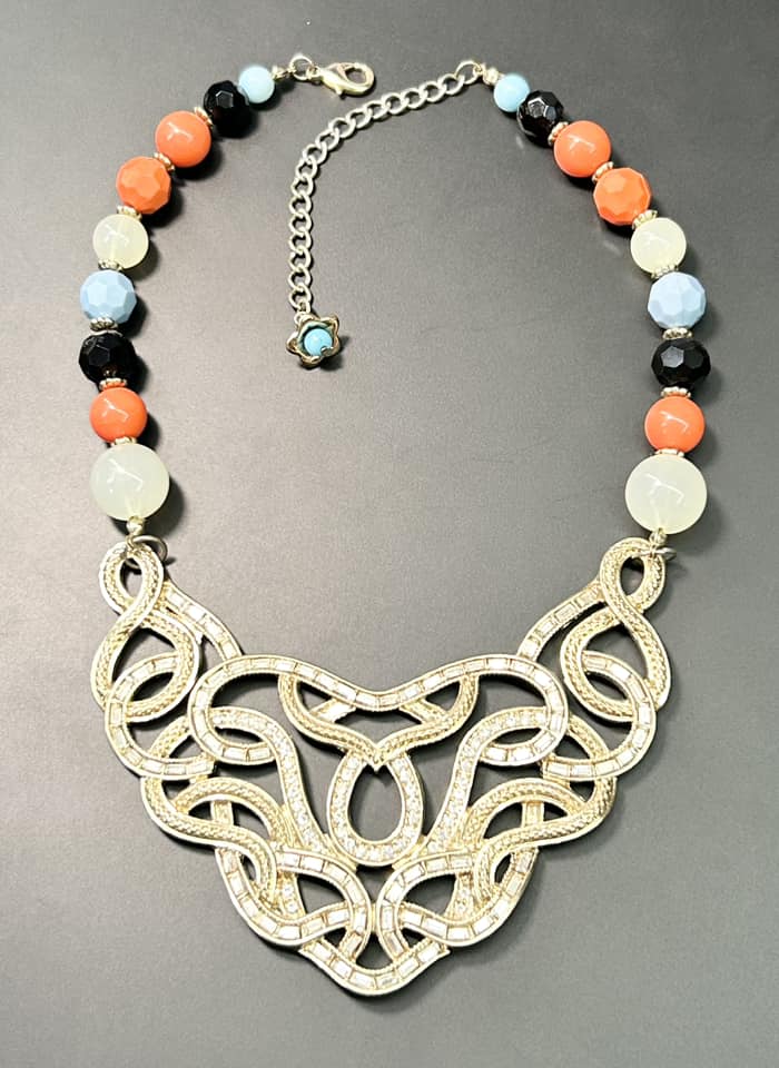 Rhinestone Acrylic Bead Necklace