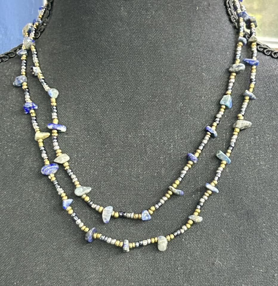 Lapis Lazuli & Seed Bead Bracelet or Necklace