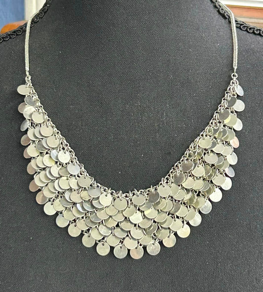 Silver Tone Disc Necklace