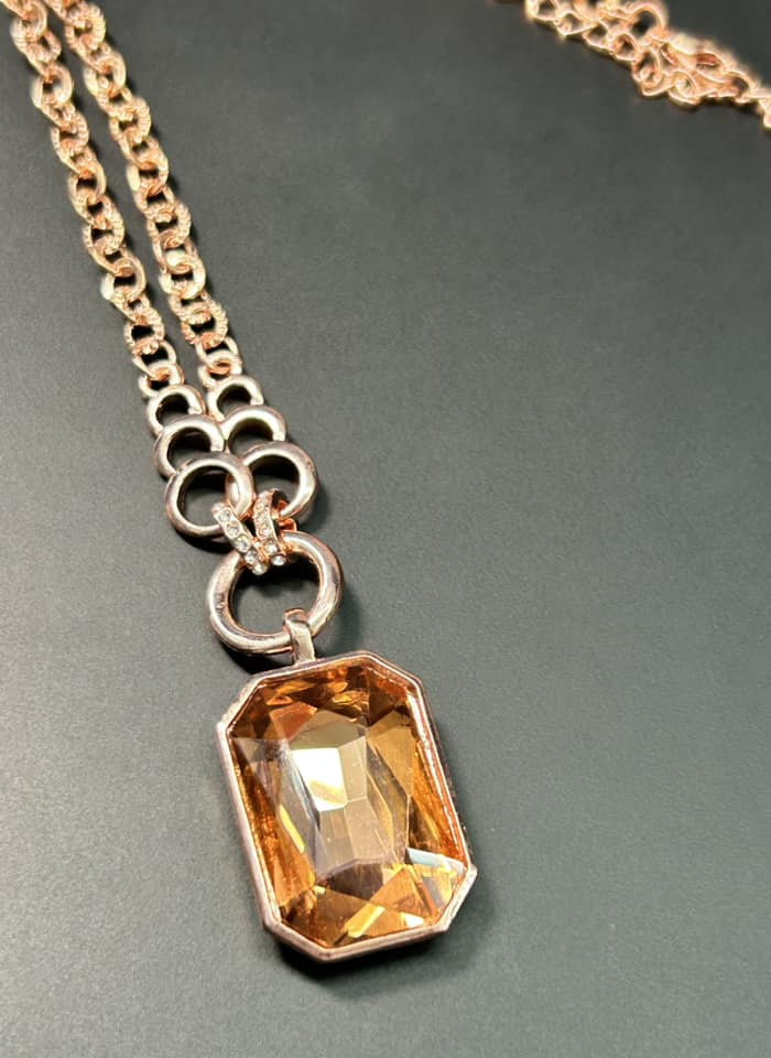 Rose Gold Tone Rhinestone Necklace