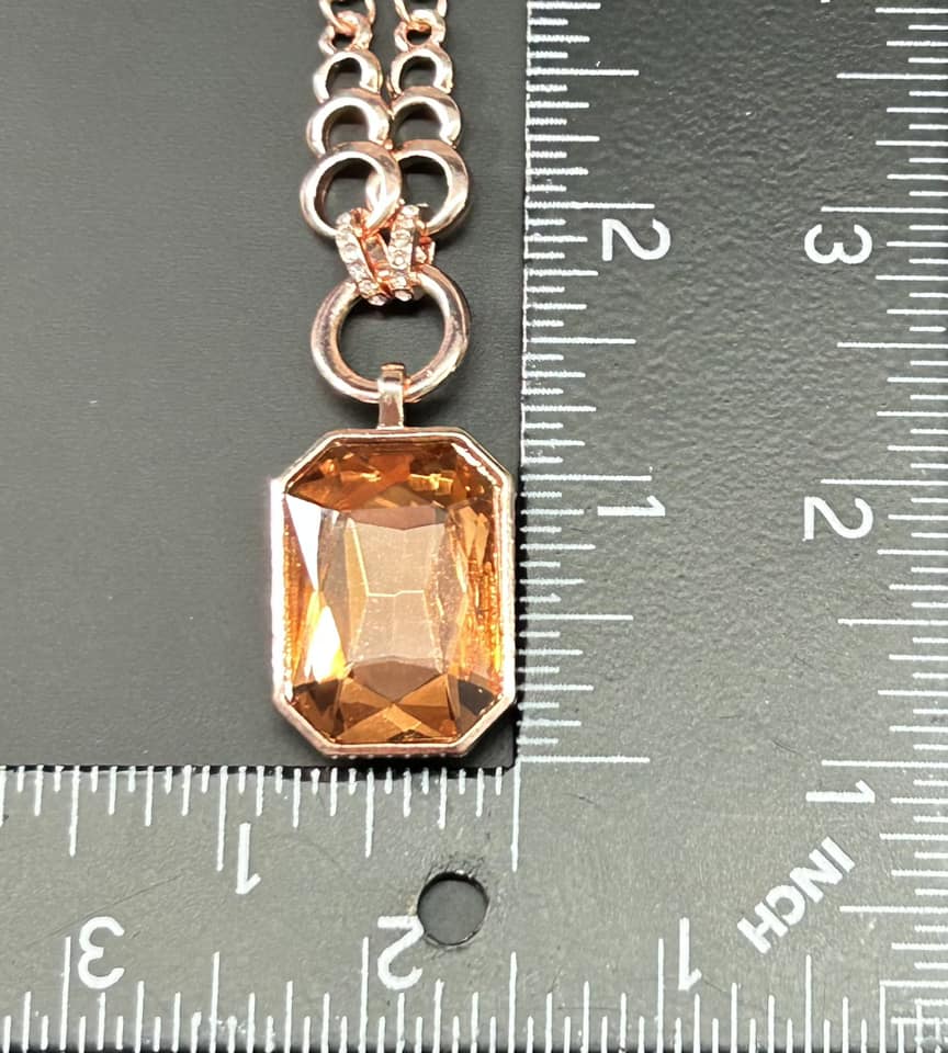 Rose Gold Tone Rhinestone Necklace