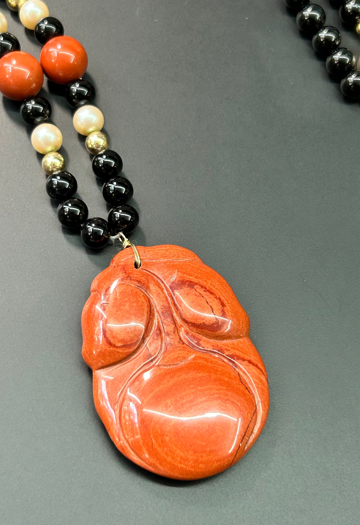 Lucoral Carved Jasper Necklace