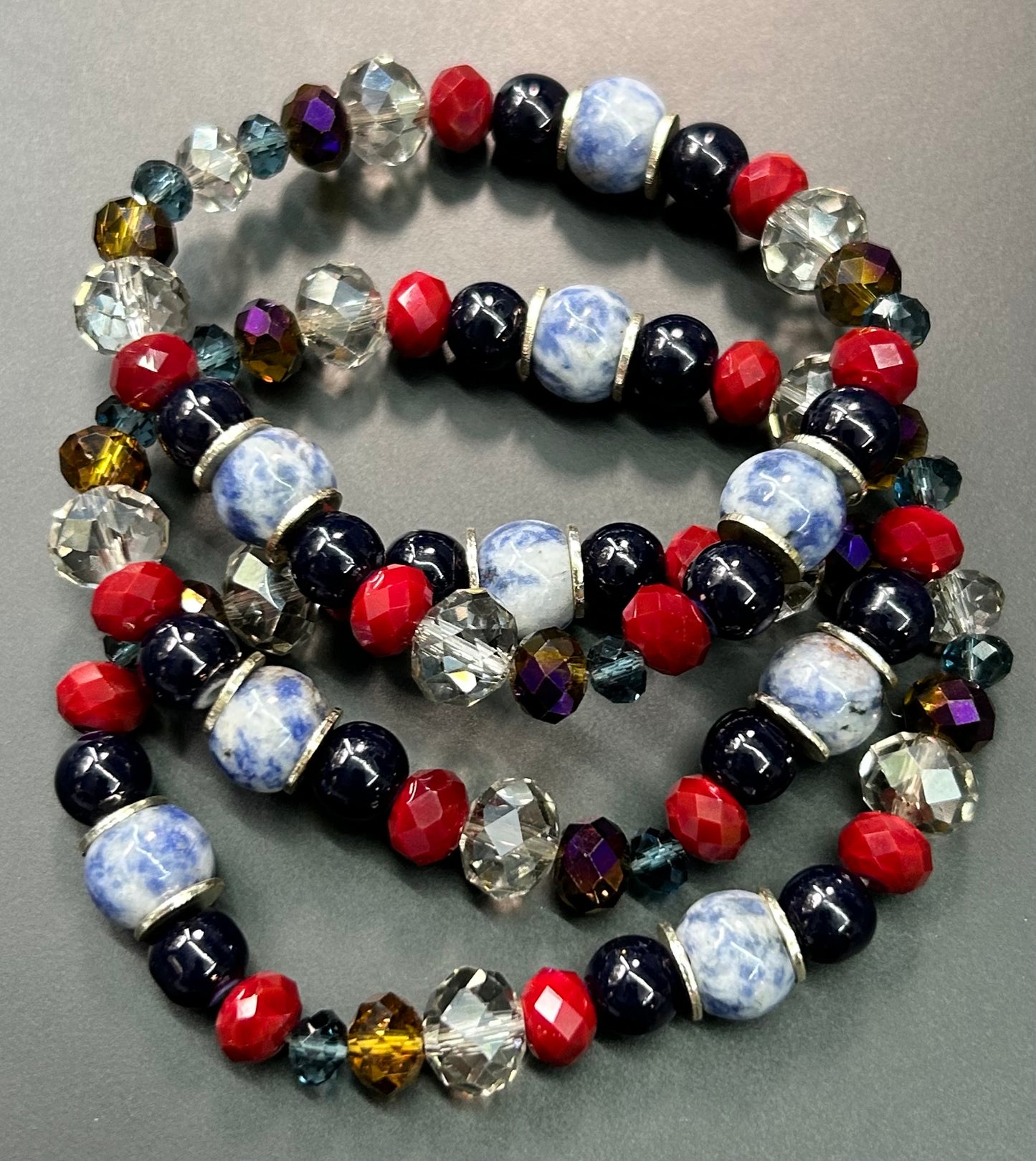 3 Faceted Glass Bracelets