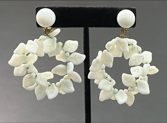 Vintage Milk Glass Clip Earrings