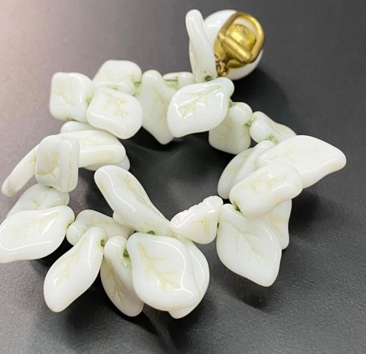 Vintage Milk Glass Clip Earrings