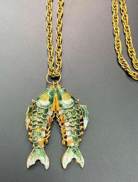Vintage Articulated Koi Fish Necklace