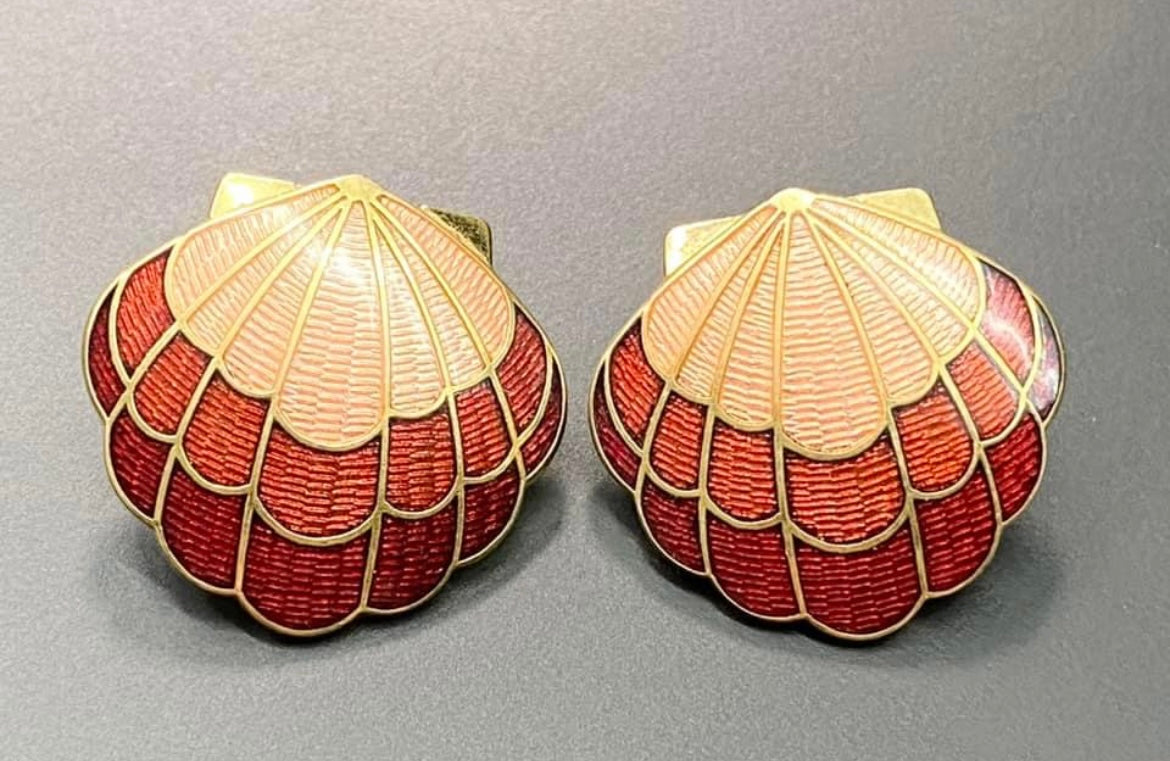 Cloisonné Shell Earrings
