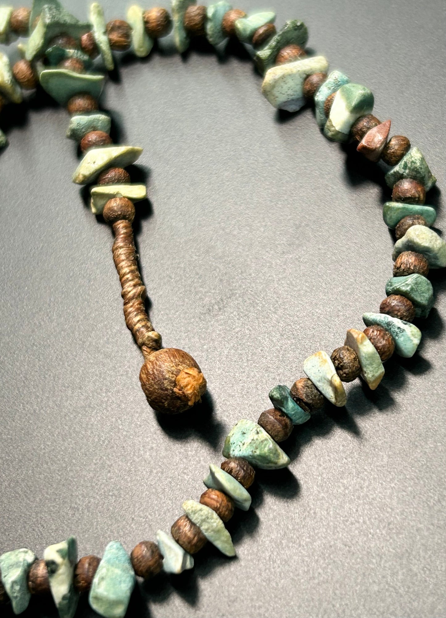Turquoise & Wood Chip Necklace