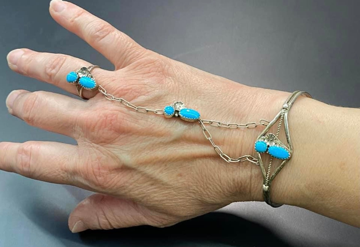 Sterling Silver Turquoise Slave Bracelet
