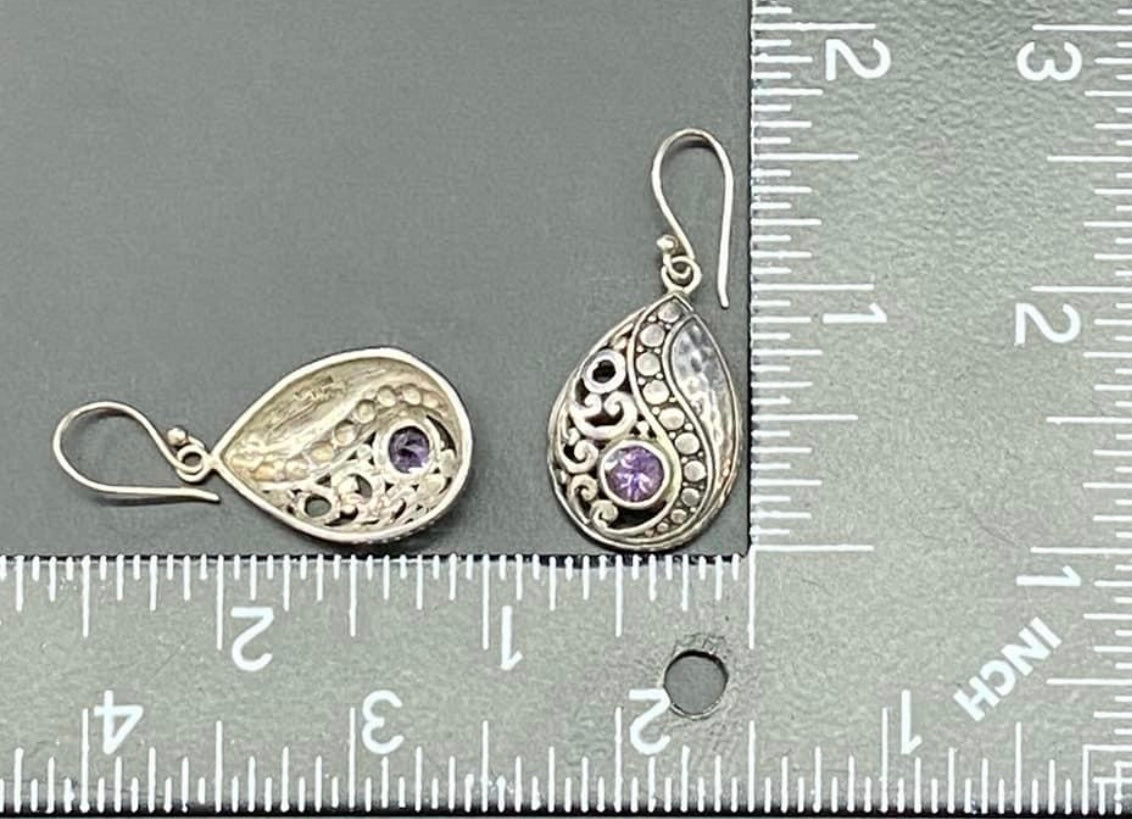 Indonesia Sterling Silver Amethyst Earrings