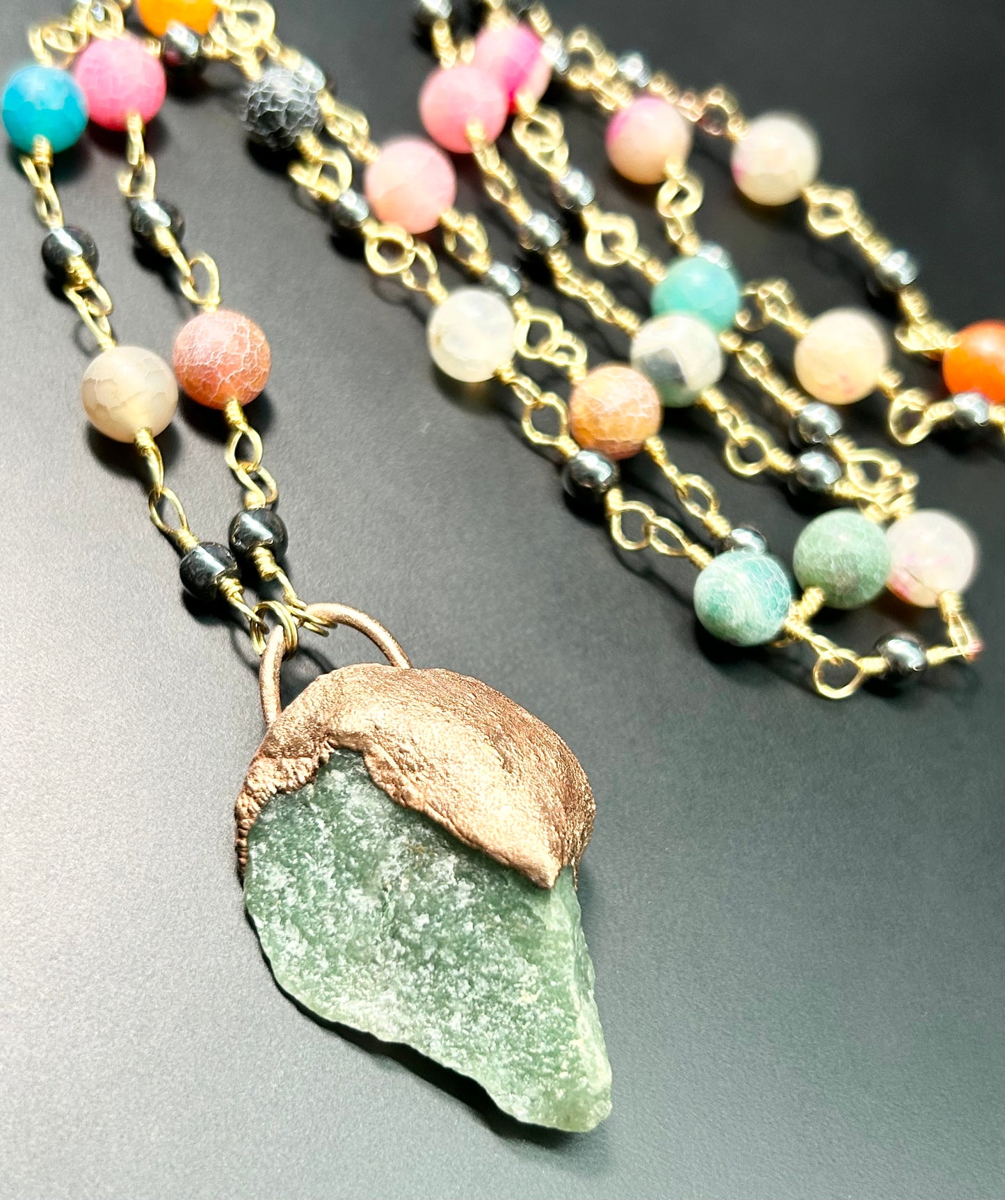 Raw Fluorite Agate Necklace