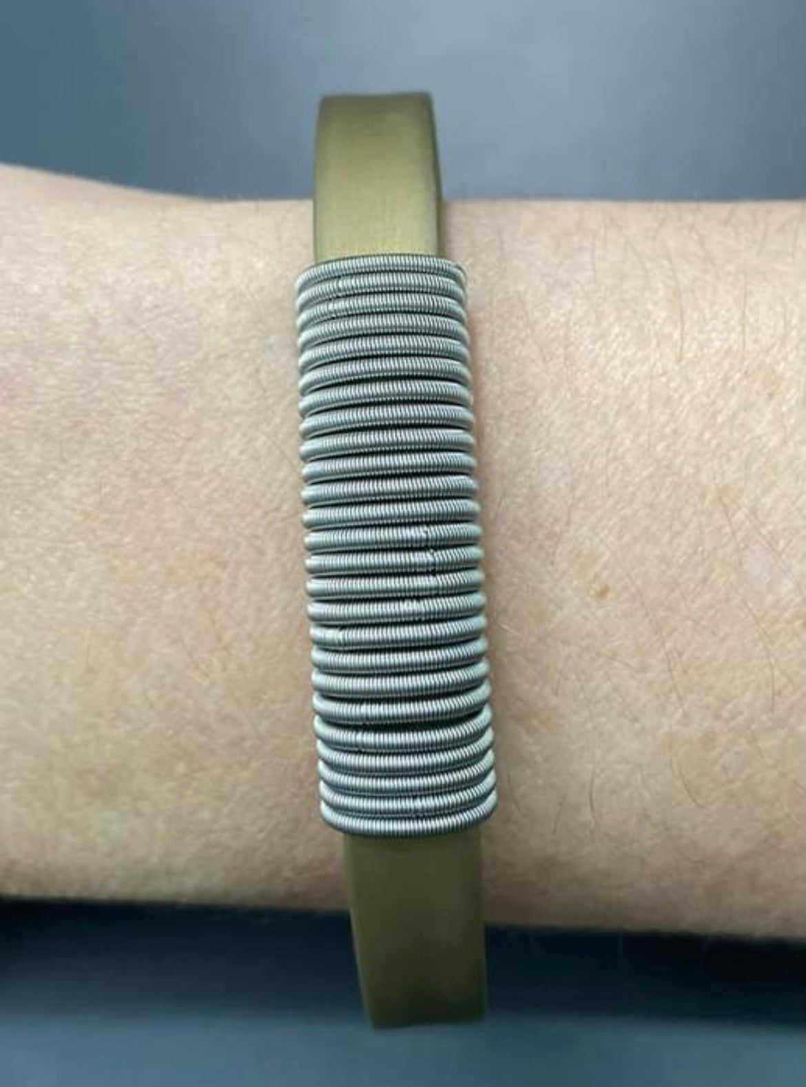 Signed Creare Rubber Bracelet with Sterling Silver Ends