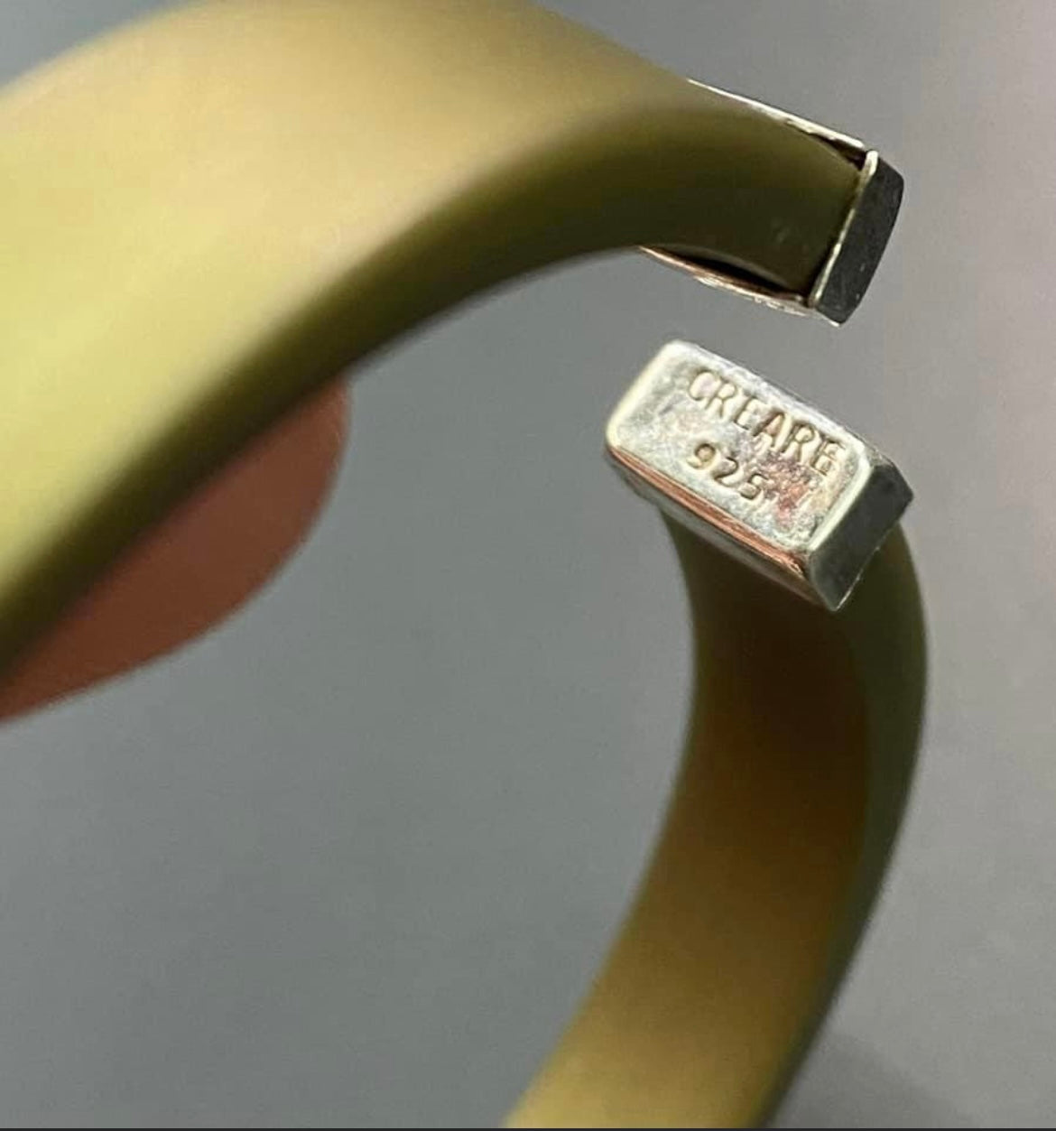 Signed Creare Rubber Bracelet with Sterling Silver Ends