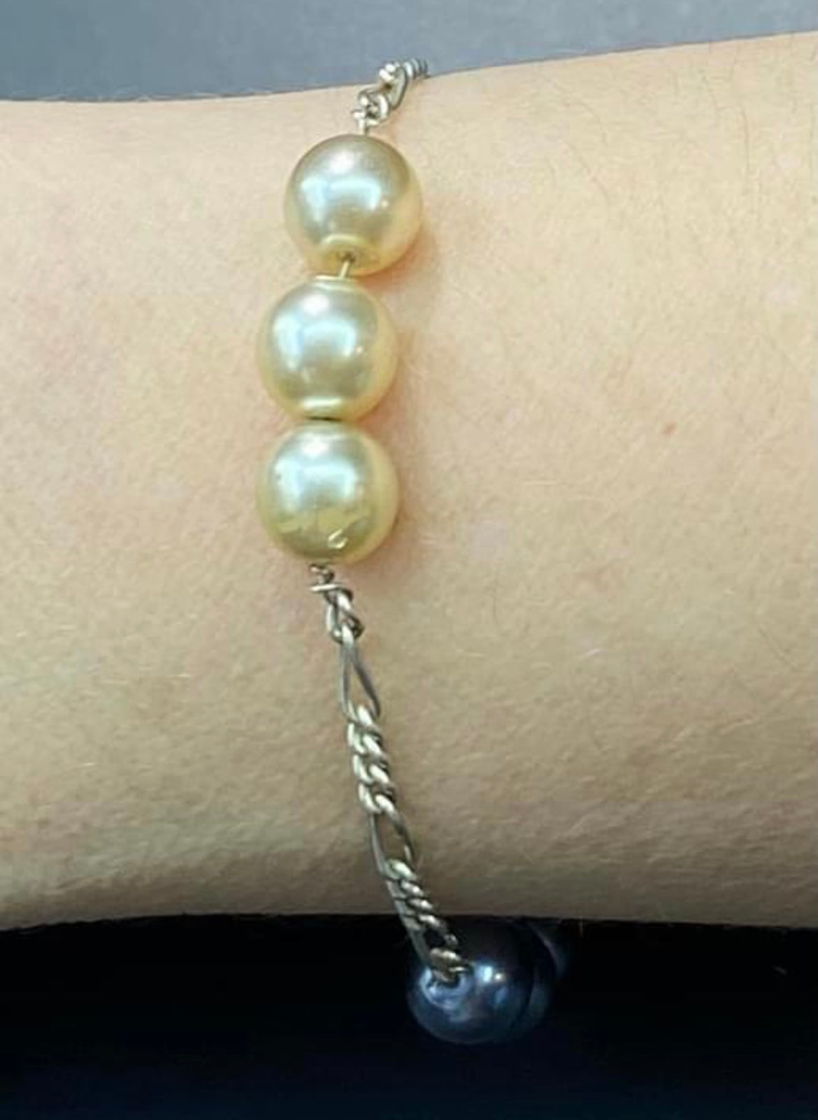 Sterling Silver Faux Pearl Bracelet