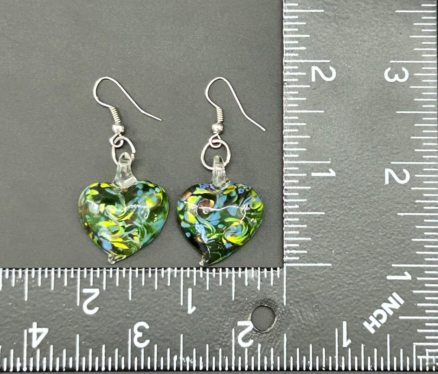 Heart Glass Dangle Earrings