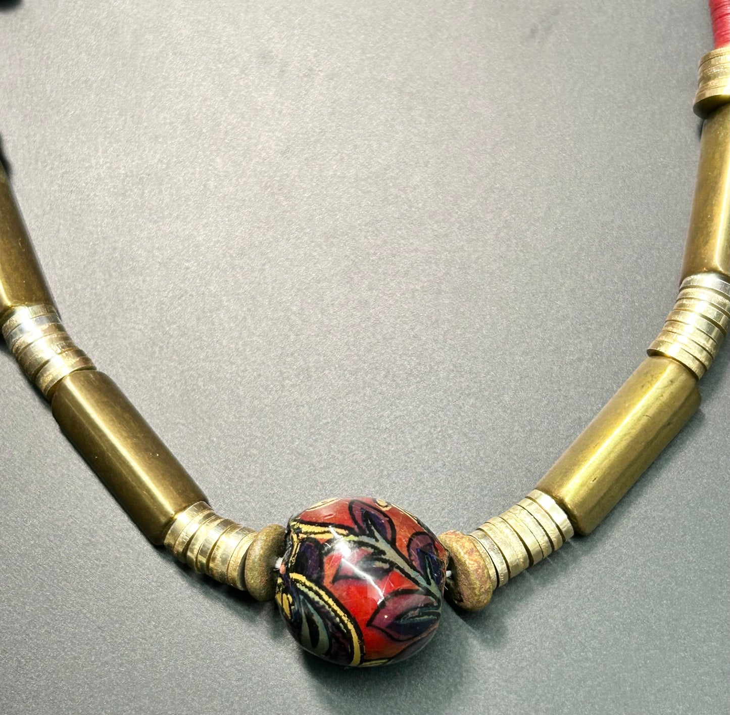 Painted Clay & Bead Necklace