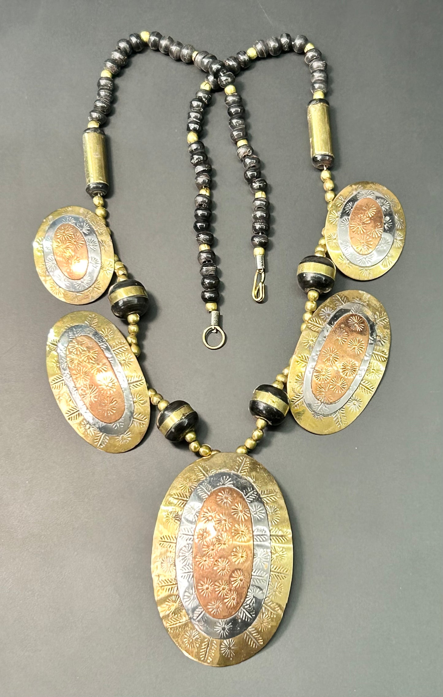 Vintage Mixed Metal Tribal Necklace