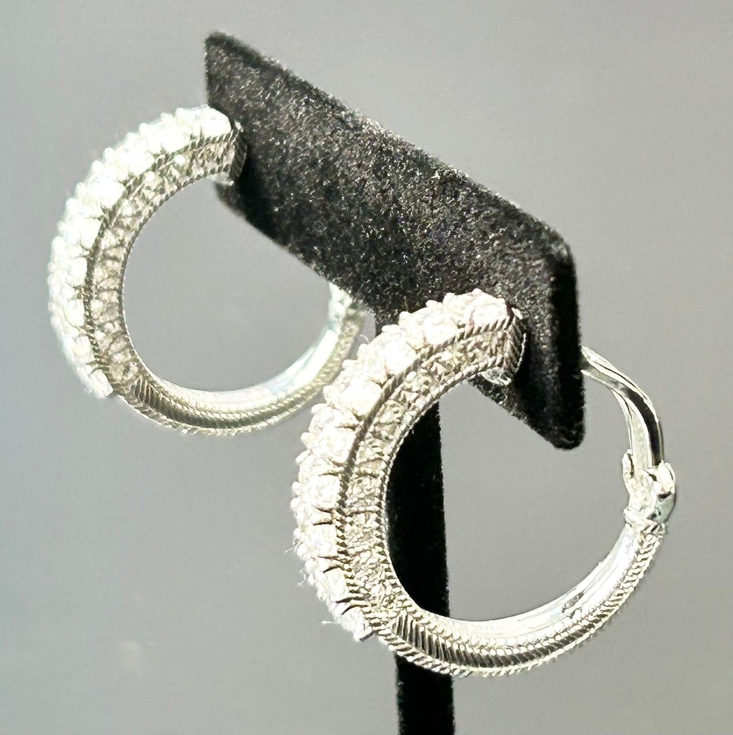 Judith Ripka Sterling Silver Hoop Clip Earrings