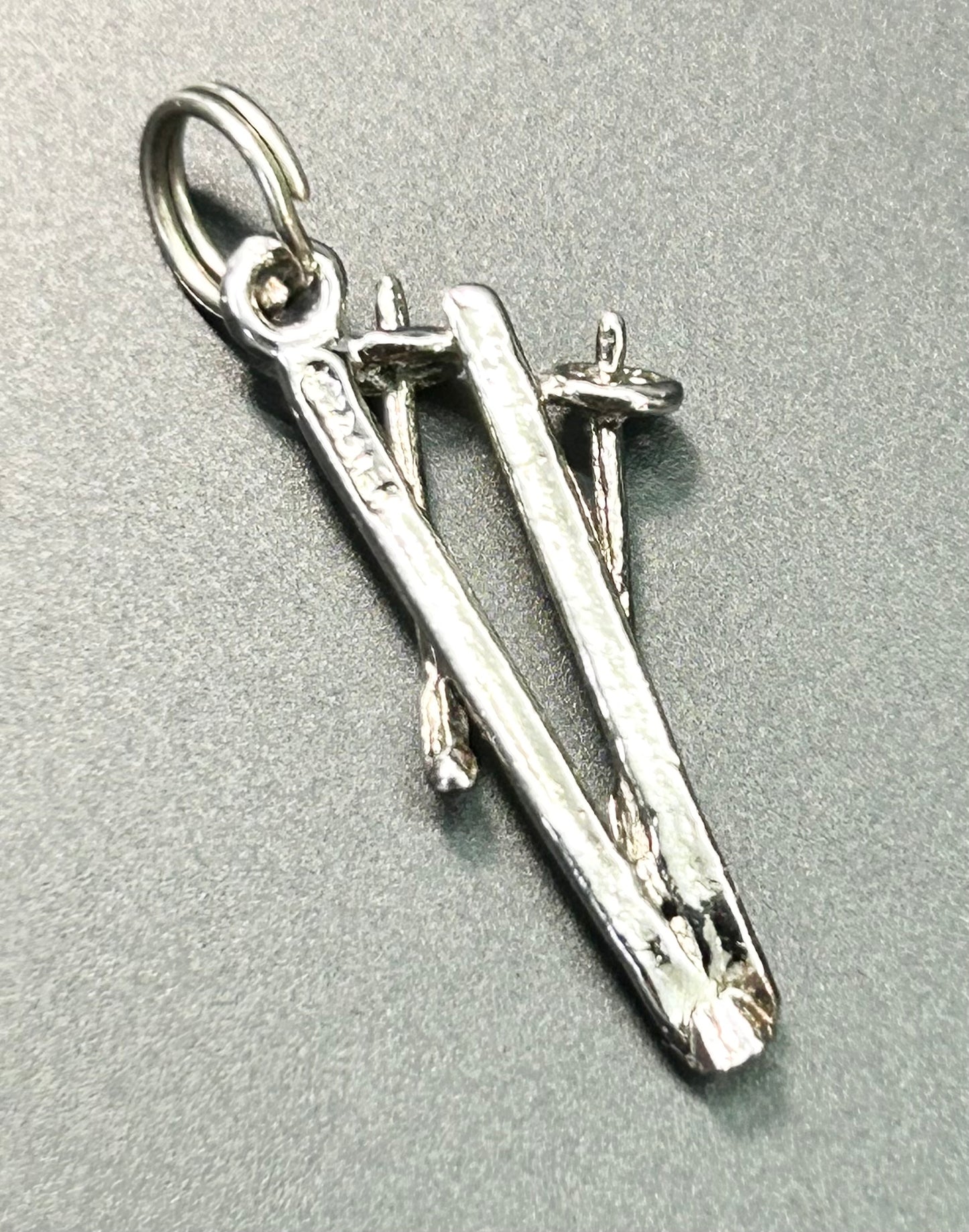 Sterling Silver Skis Charm or Charm
