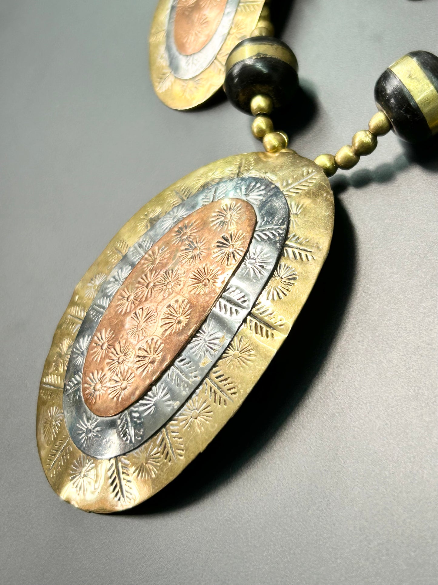 Vintage Mixed Metal Tribal Necklace