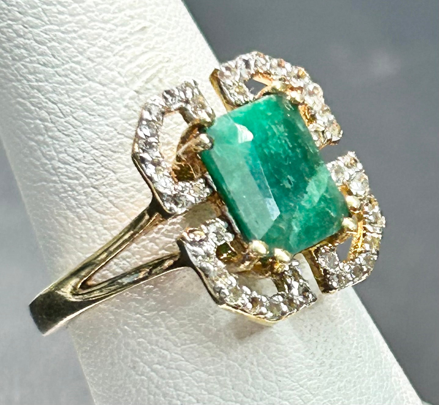 Sterling Silver Vermeil Emerald & Topaz Ring Size 6