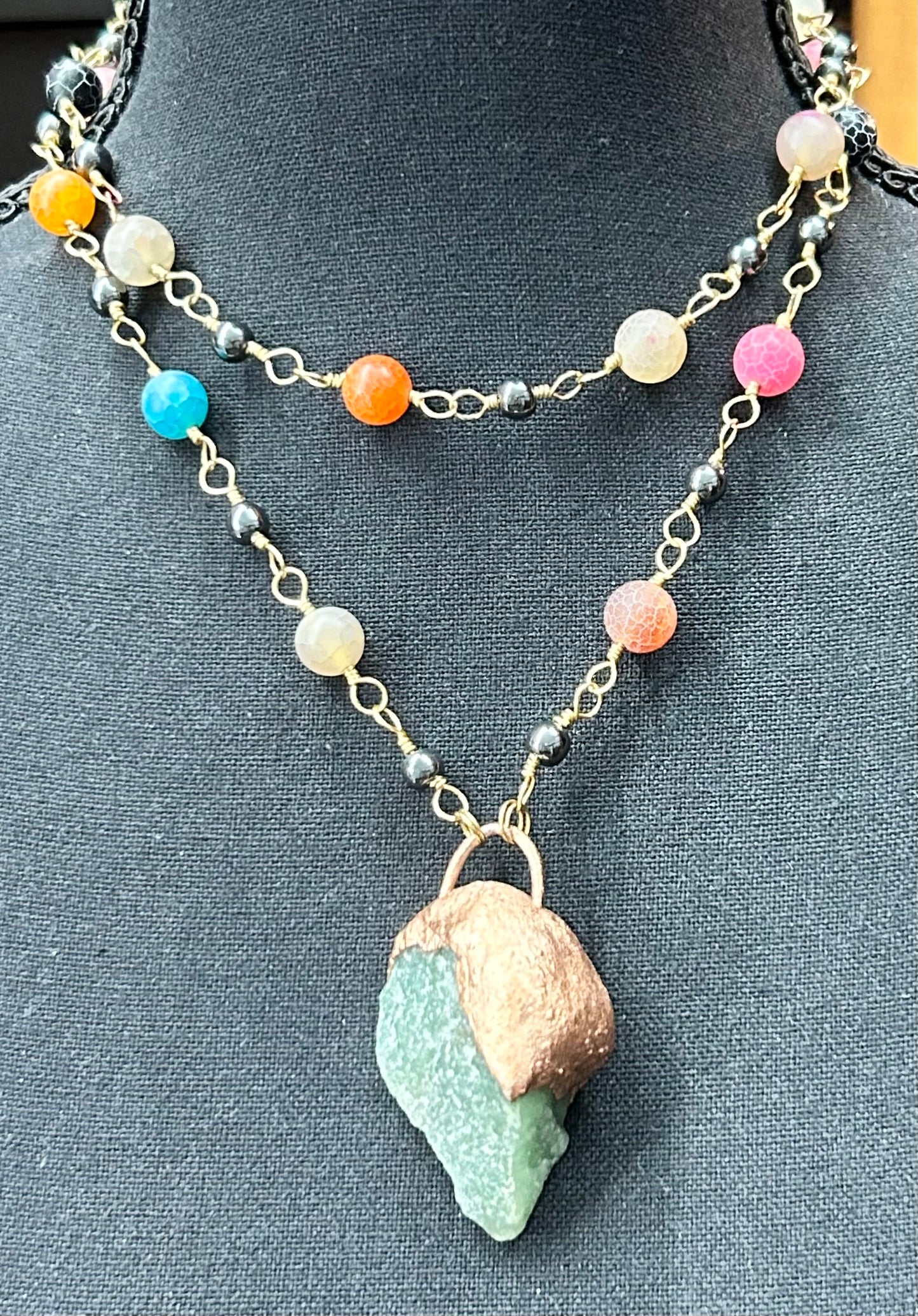Raw Fluorite Agate Necklace