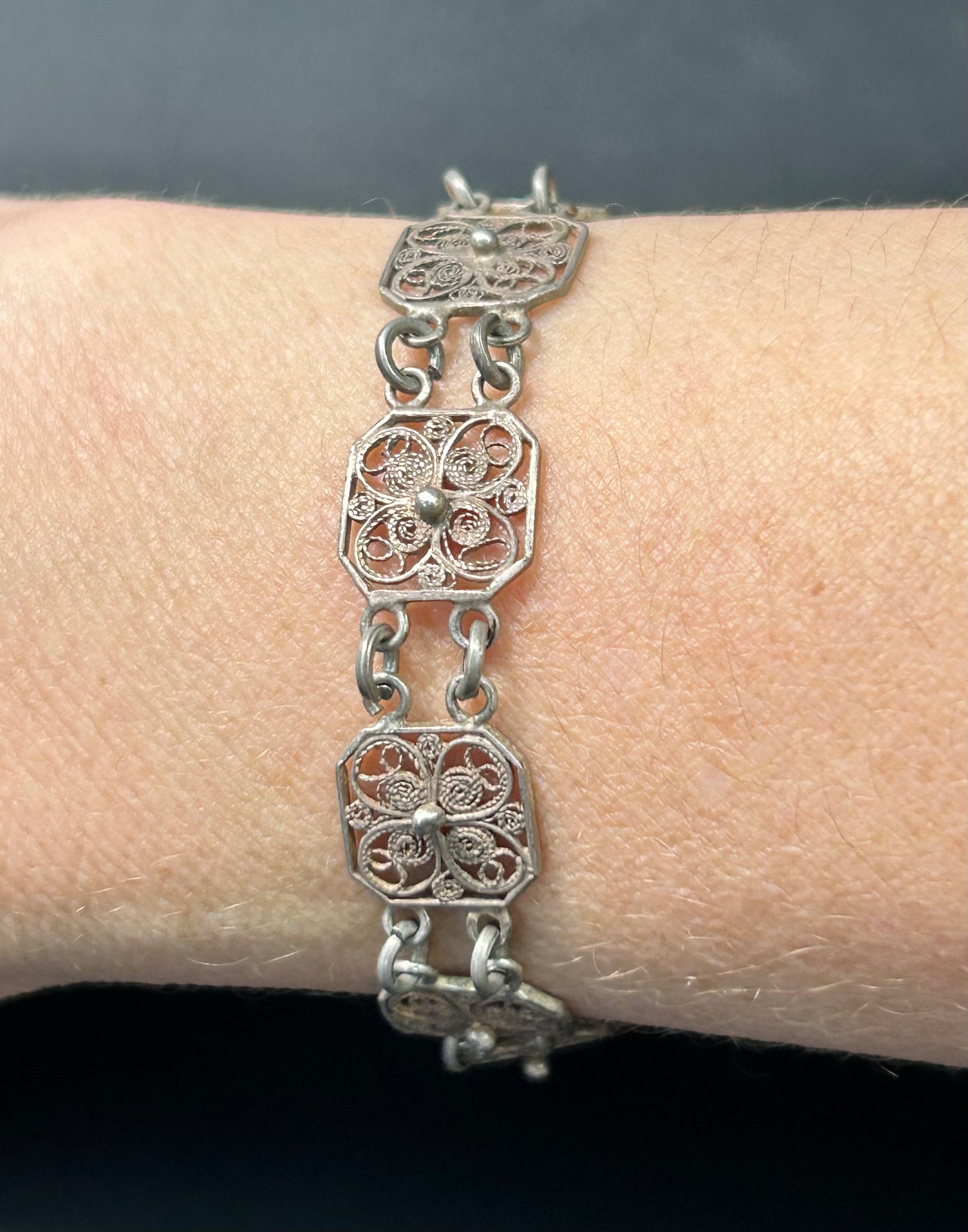 Antique Sterling Silver Filigree Bracelet