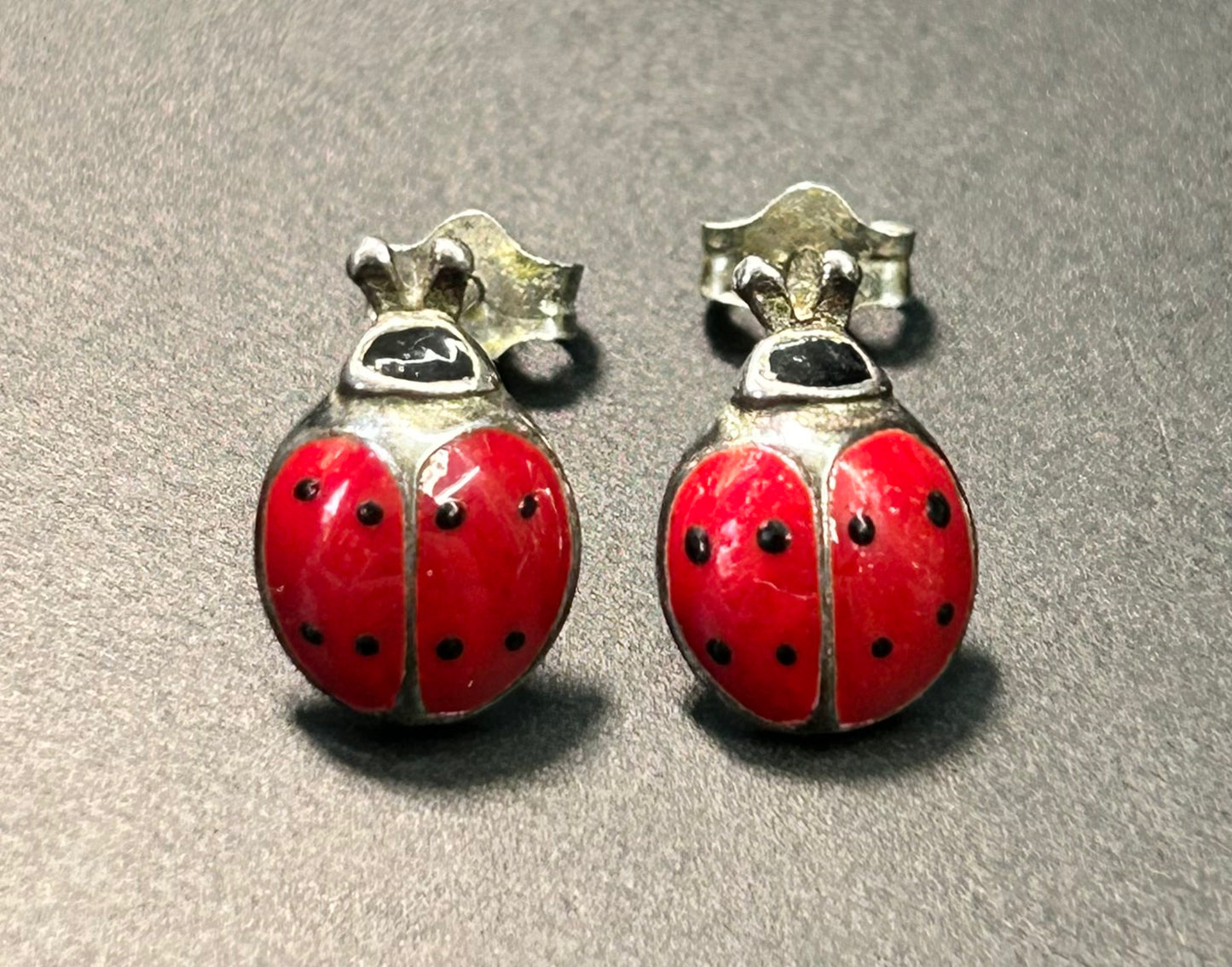 Sterling Silver Ladybug Earrings