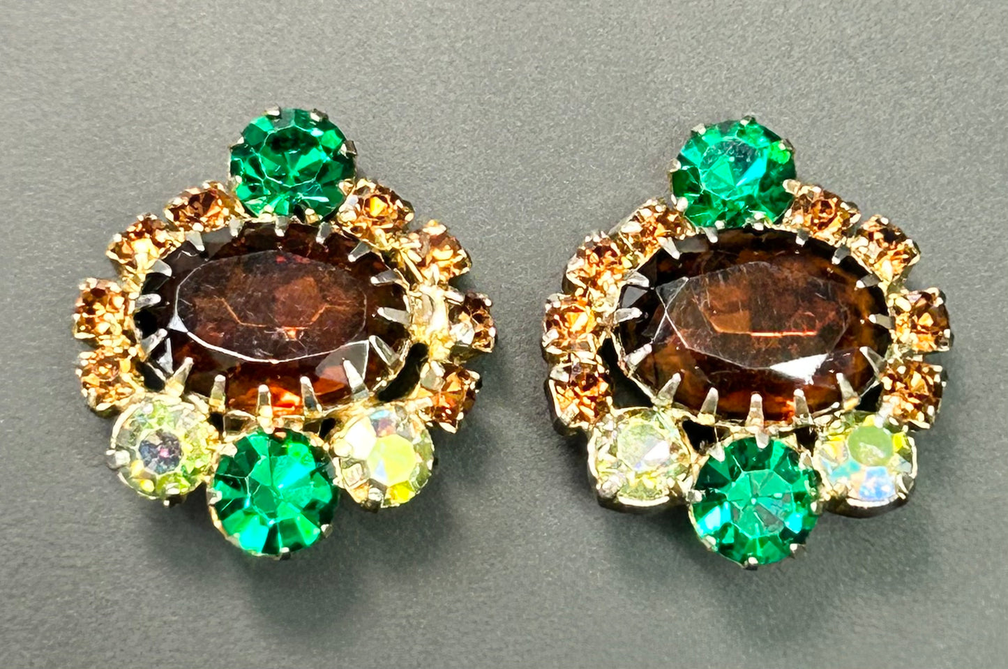 Vintage Rhinestone Clip Earrings