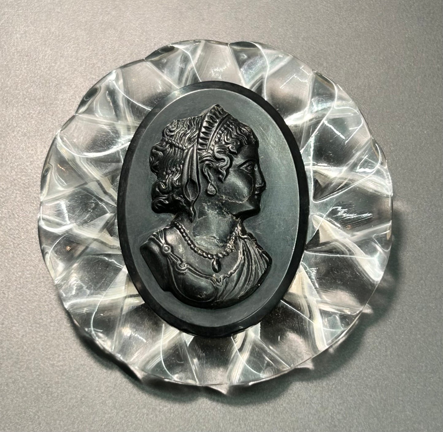 Vintage Lucite Cameo Brooch
