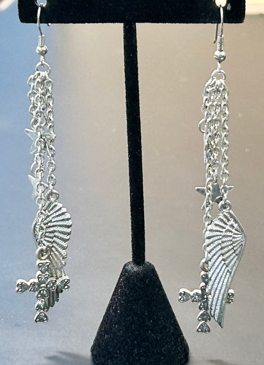 Cross & Angel Wing Earrings