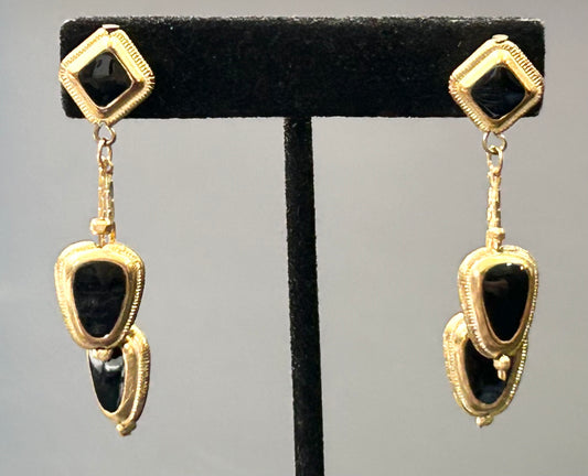Black Enamel Earrings