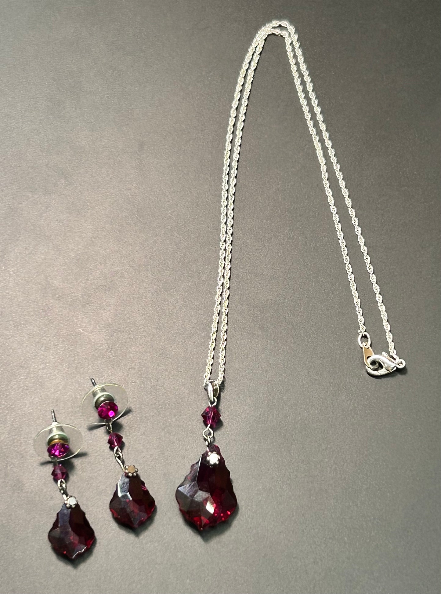 Faceted Glass Necklace & Earrings Set