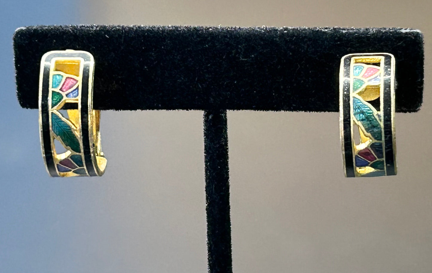 Cloisonné Clip Earrings