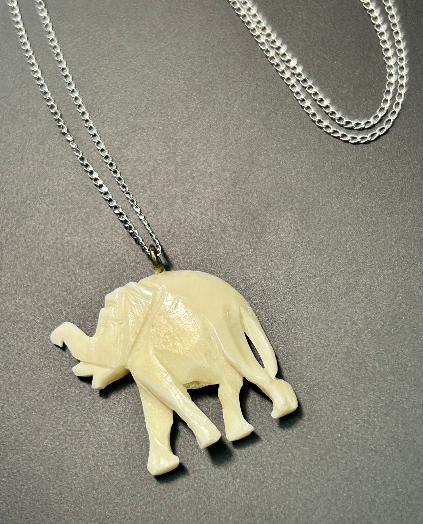 Sterling Silver Bone Elephant Necklace