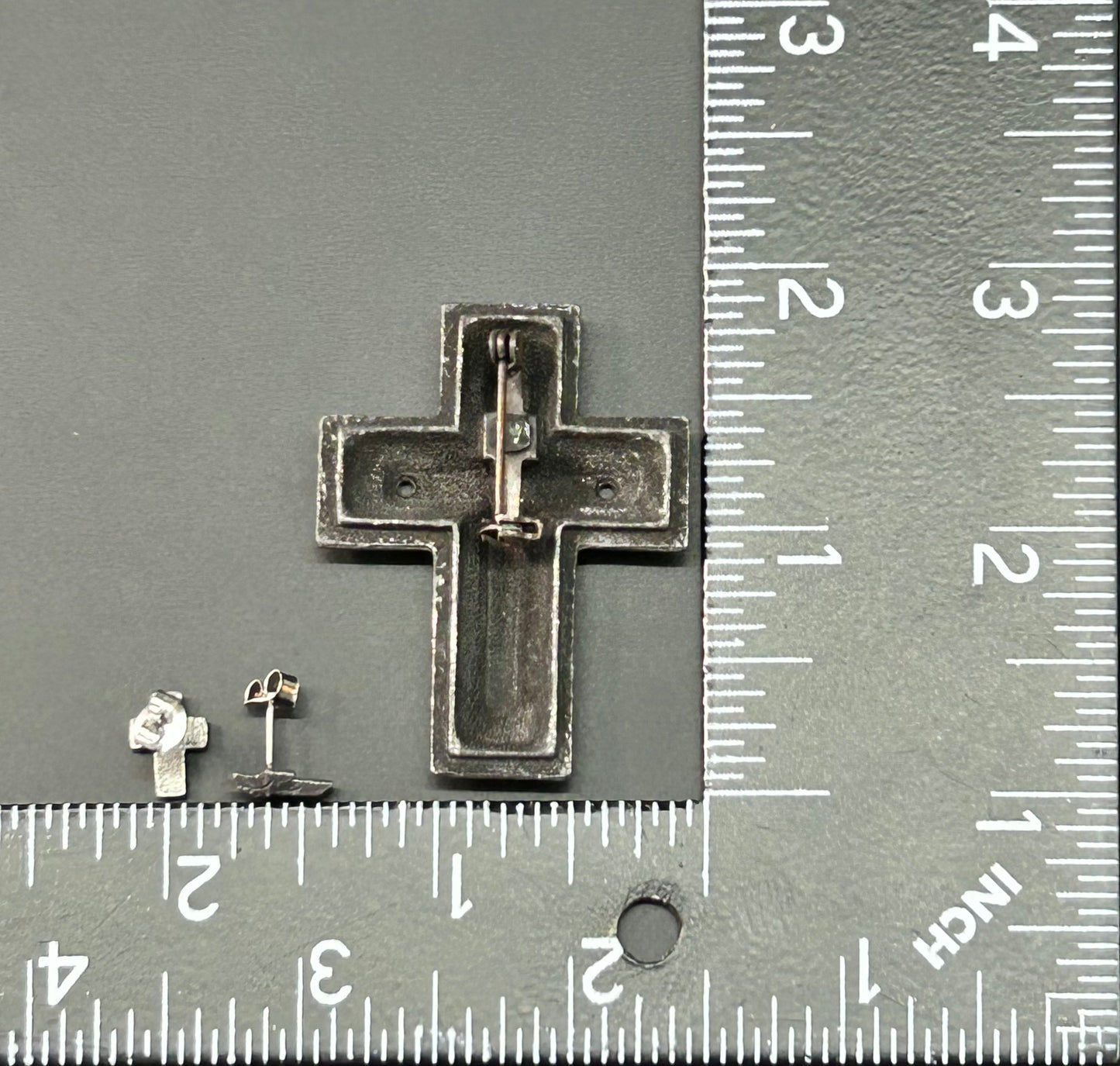 Cross Brooch & Earrings Set