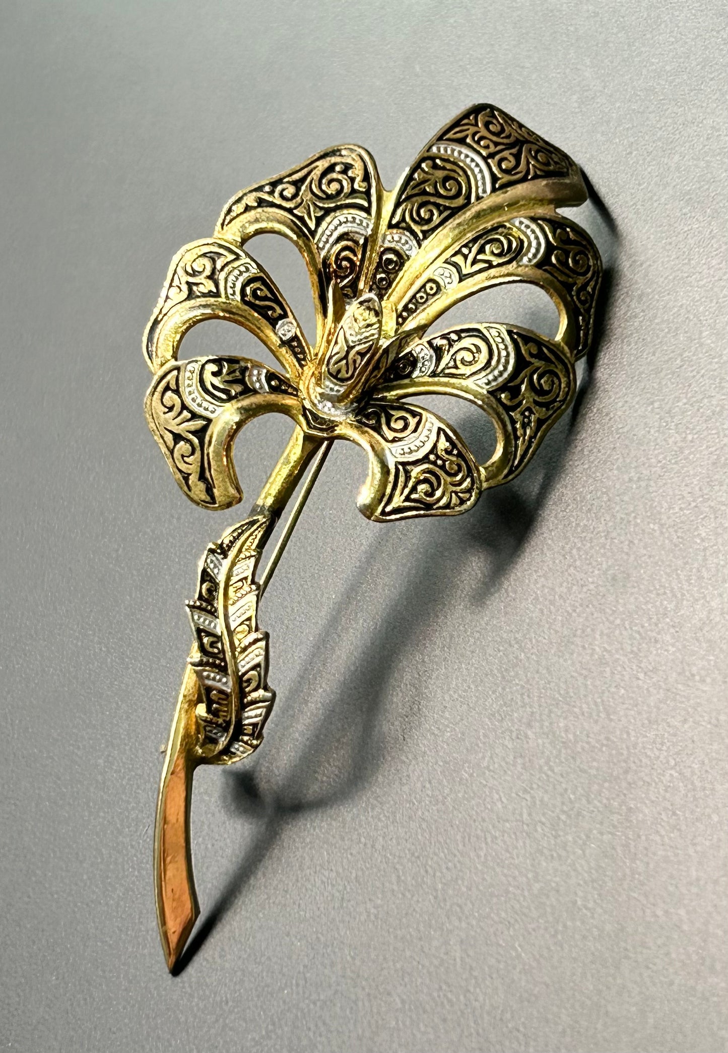 Damascene Flower Brooch