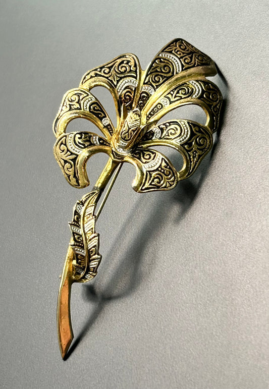 Damascene Flower Brooch
