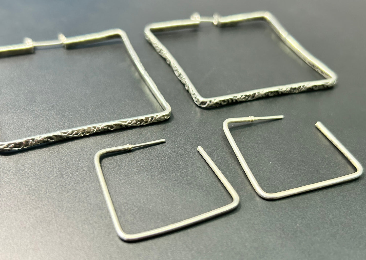 2 Pairs of Square Hoop Earrings