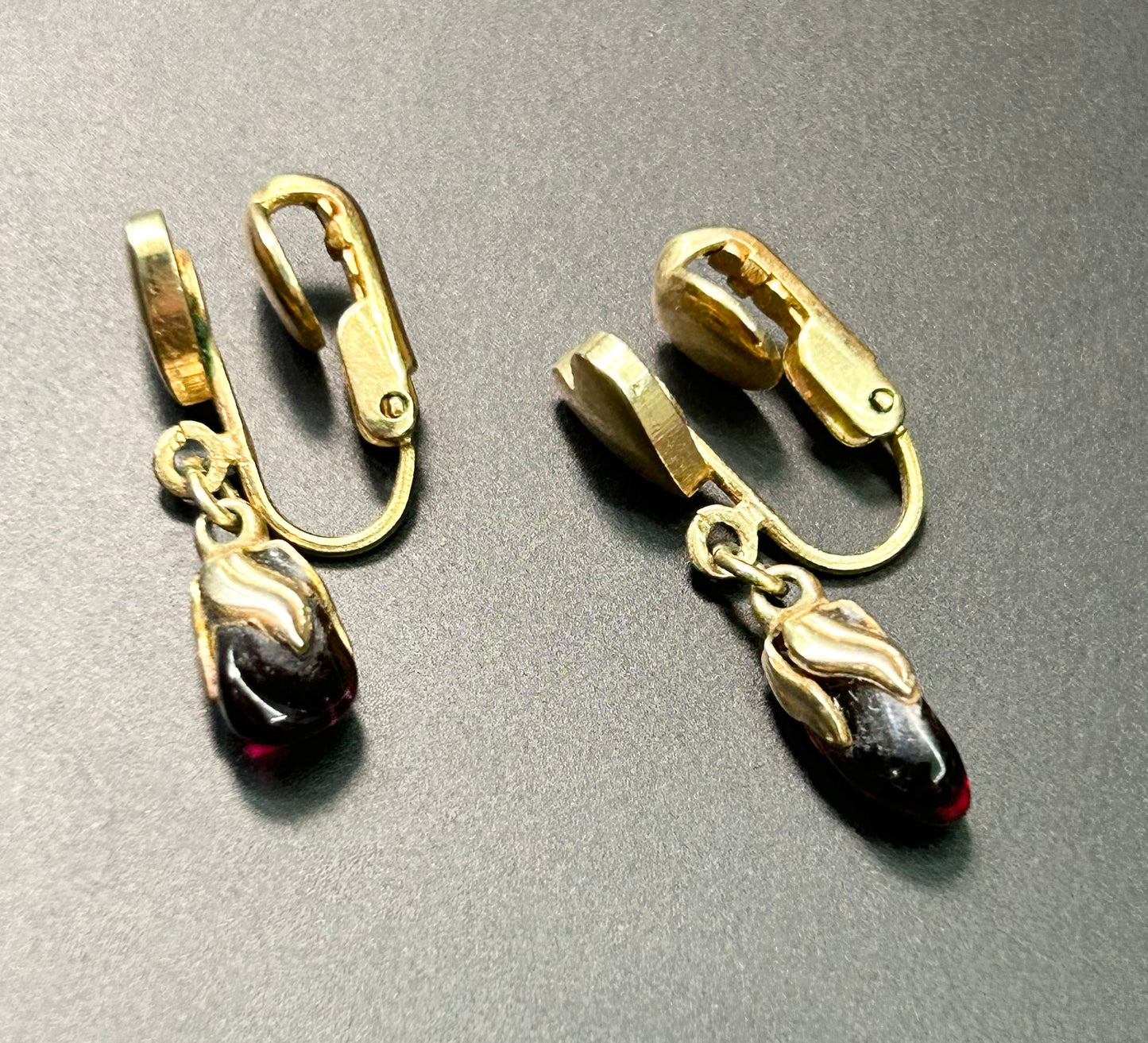 Gold Tone Heart Clip Earrings