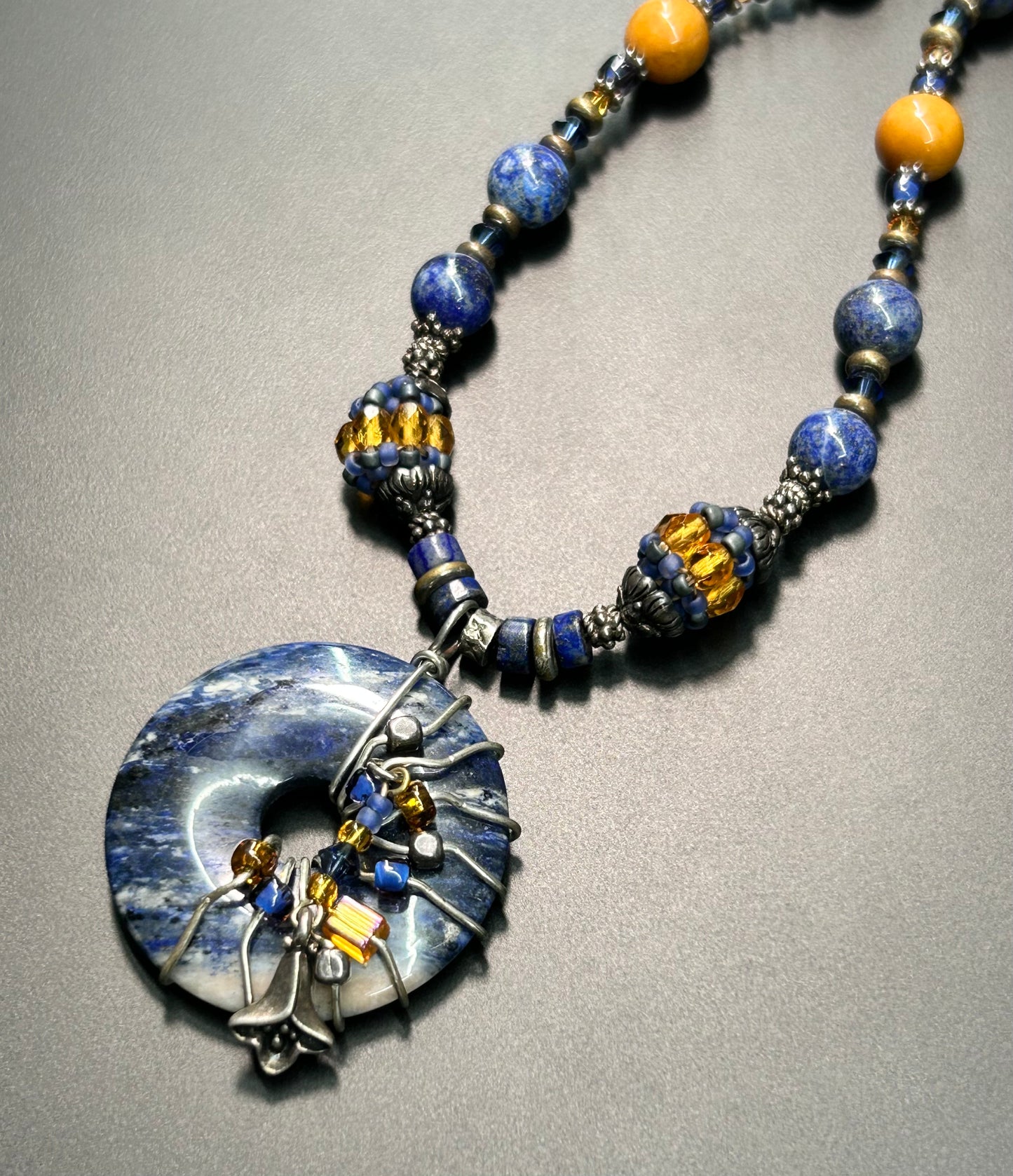 Sterling Silver Lapis Lazuli & Sodalite Necklace