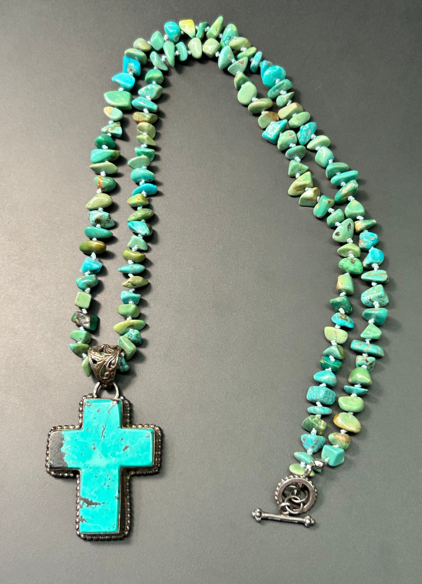 Sterling Silver Turquoise Cross Necklace